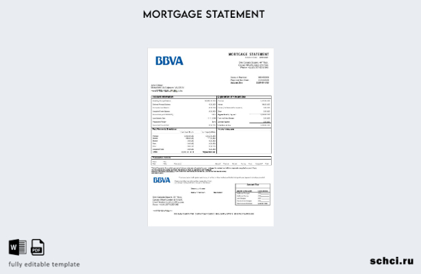 скачать цифровую выписку по ипотеке банка USA BBVA в форматах Word и PDF